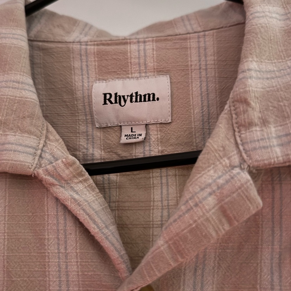 Rhythm Checkered Shirt in Cream and Pink